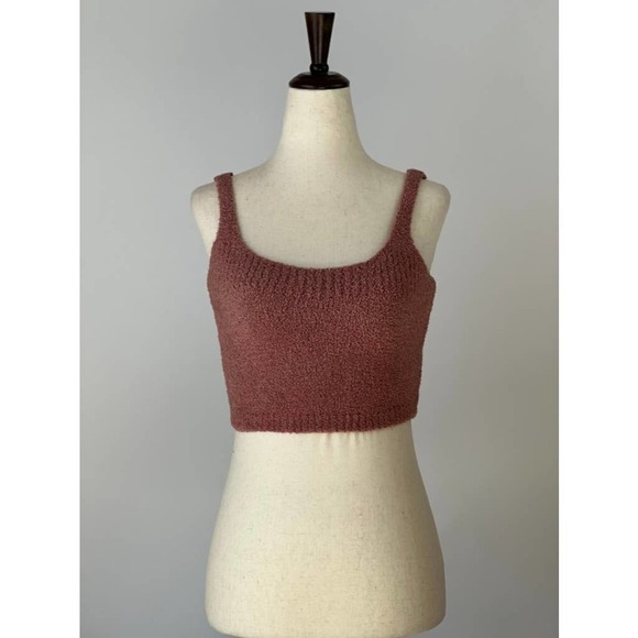 Solid Scoop Neck Cropped Tank in Blush - Picture 1 of 2